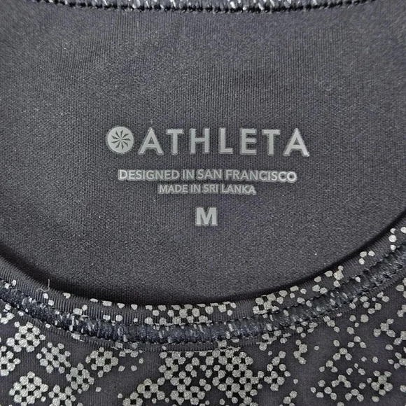Athleta Viper Midi Tank Top Womens Medium Black Gray Reflective Stretch Active M - Picture 3 of 5